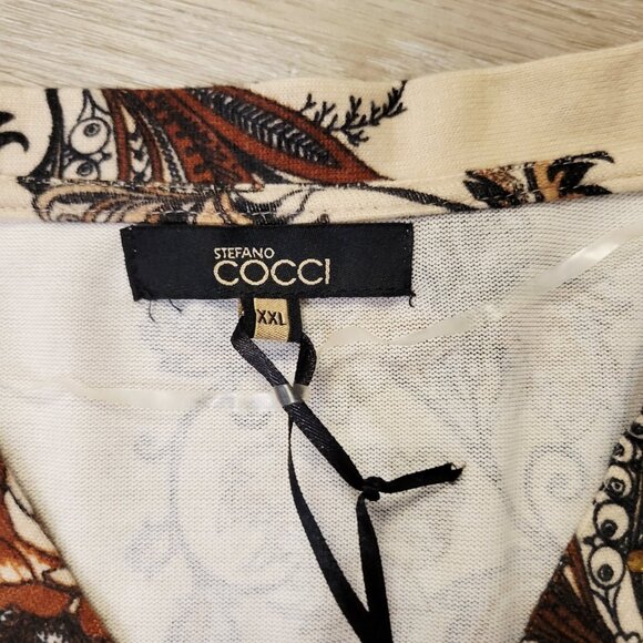 Womens Stefano Cocci XXL Brown Floral Paisley Sweater Cardigan - Picture 3 of 4